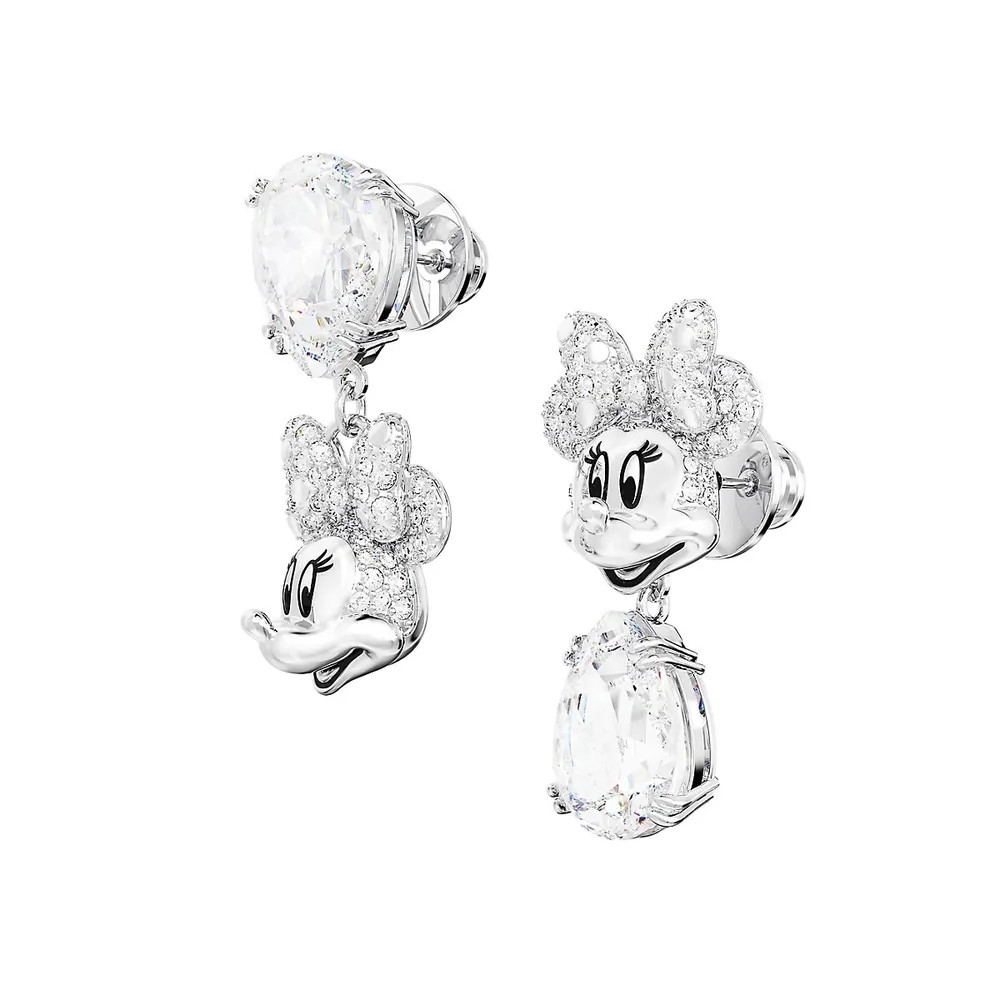 Minnie Mouse Rhodium-Plated Swarovski Crystal Drop Earrings