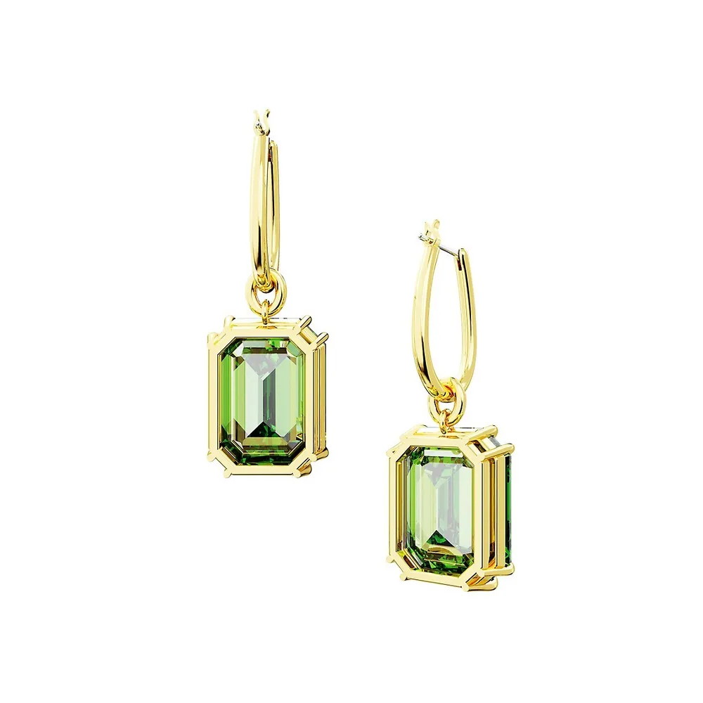 Millenia Goldtone Swarovski Crystal Mini Hoop Drop Earrings
