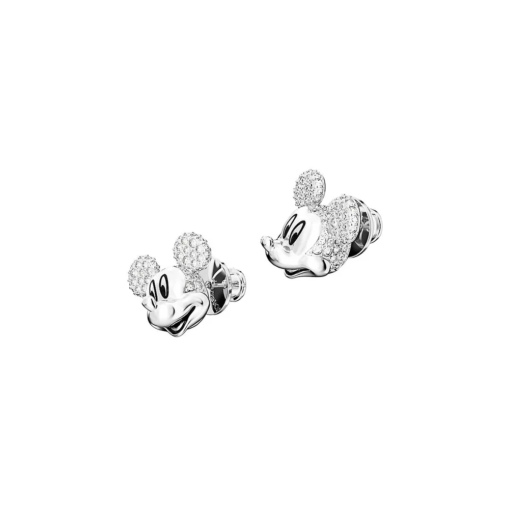 Mickey Mouse Rhodium-Plated Swarovski Crystal Stud Earrings