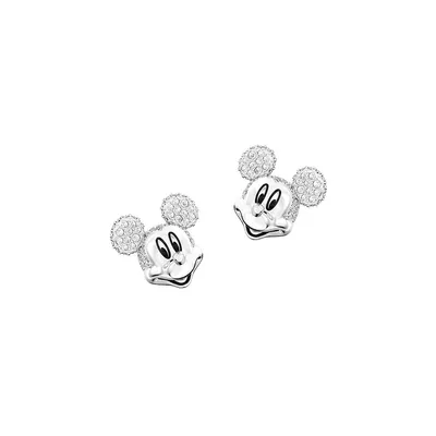 Mickey Mouse Rhodium-Plated Swarovski Crystal Stud Earrings