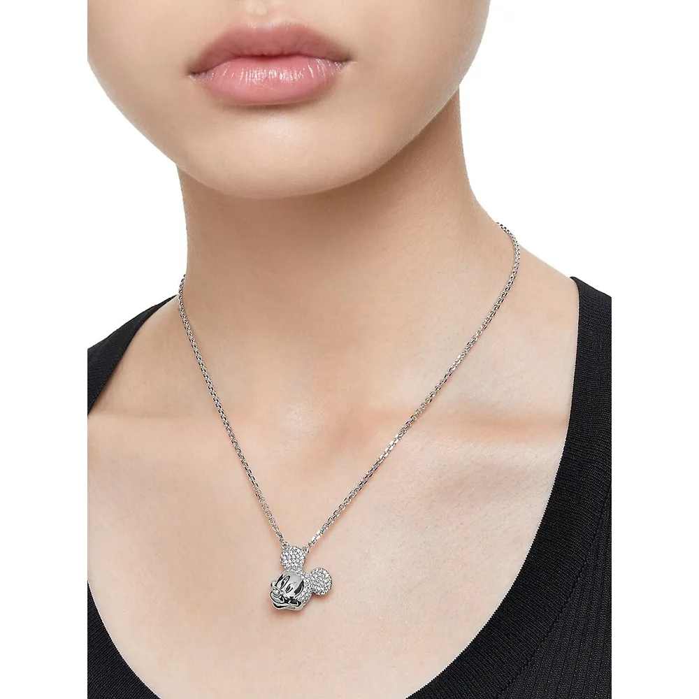 Mickey Mouse Rhodium-Plated Swarovski Crystal Pendant Necklace