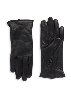 Micro Faux Fur Lined Leather Tech Tip Gloves