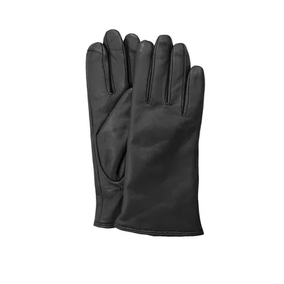 Micro Faux Fur-Lined Leather Tech-Tip Gloves