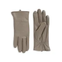 Micro Faux Fur-Lined Leather Tech-Tip Gloves