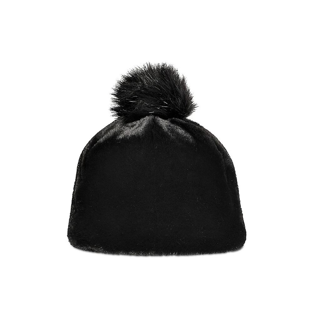 Tuque à pompon en similifourrure pour femme