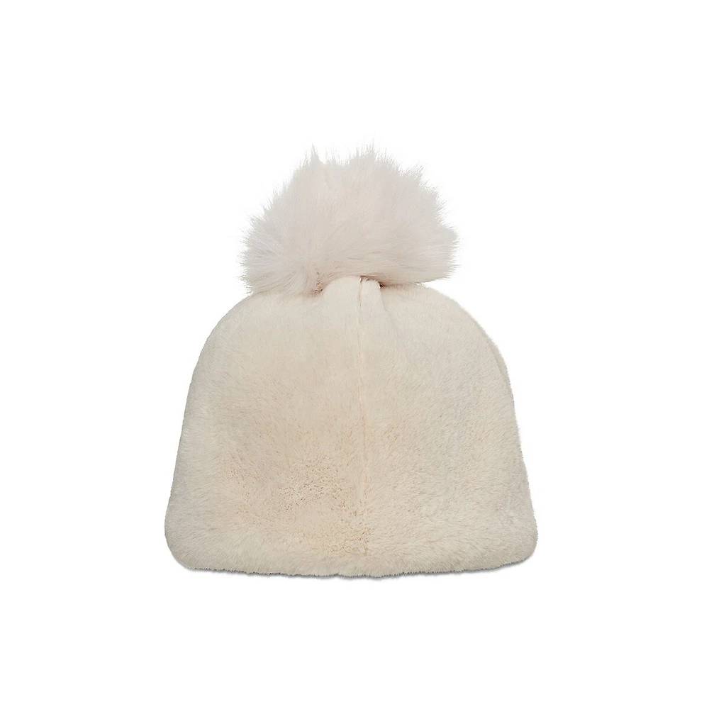 Tuque en fausse fourrure à pompon