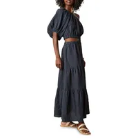 Woven Linen One-Shoulder Dress