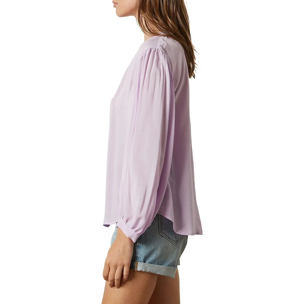 Rayon Challis Three-Quarter Sleeve Top