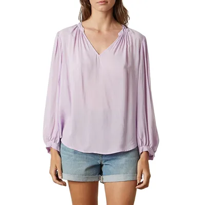 Rayon Challis Three-Quarter Sleeve Top