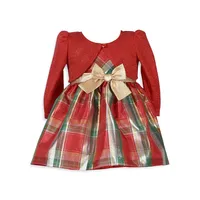 Baby Girl's 2-Piece Cardigan & Plaid Taffeta Dress Set
