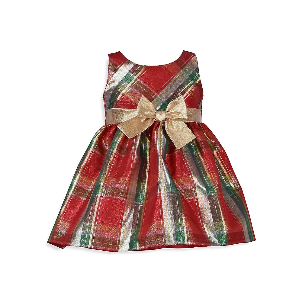 Baby Girl's 2-Piece Cardigan & Plaid Taffeta Dress Set