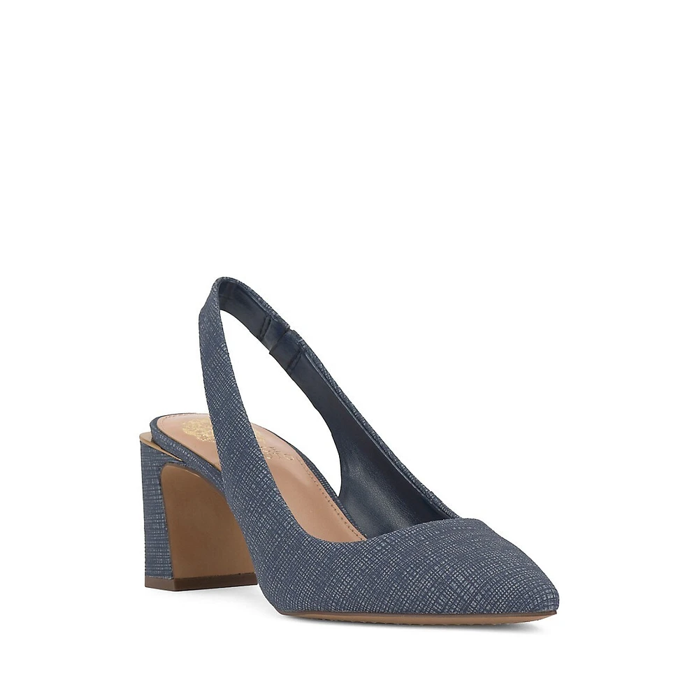 Hamden Linen-Embossed Slingback Pumps