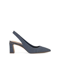 Hamden Linen-Embossed Slingback Pumps