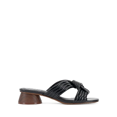 Lomala Crinkle Leather Low-Heel Sandals