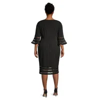 Plus Illusion Bell-Sleeve Shift Dress