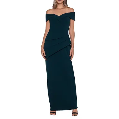 Off-The-Shoulder Peplum Gown
