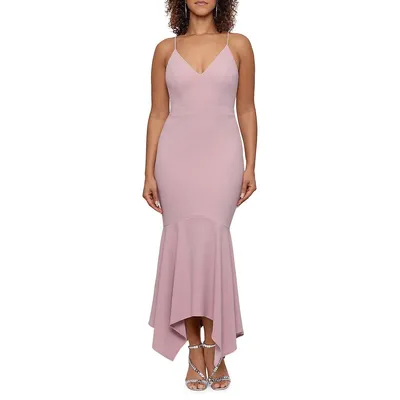 Flounce Scuba Crepe Midi Dress