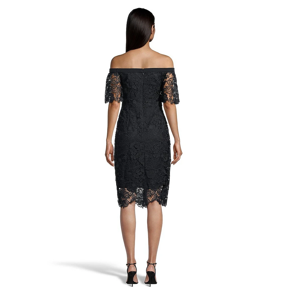 Off-The-Shoulder Lace Sheath Dress