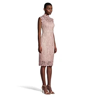 Floral Lace Mockneck Sheath Dress