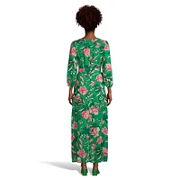 Tied Floral Surplice Maxi Dress