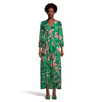 Tied Floral Surplice Maxi Dress