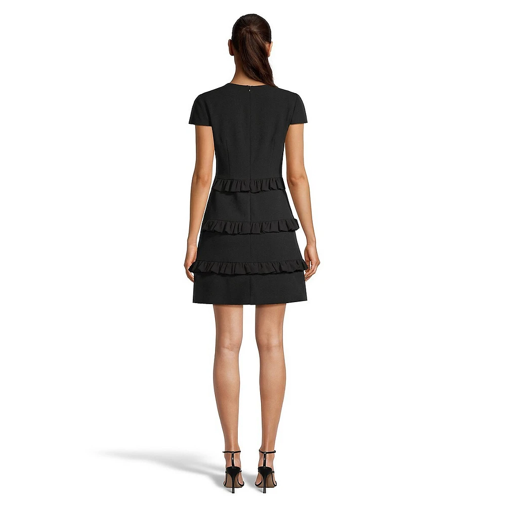 Cap-Sleeve Ruffle-Tier Fit-&-Flare Dress