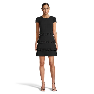 Cap-Sleeve Ruffle-Tier Fit-&-Flare Dress