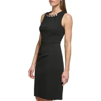 Faux Pearl Sleeveless Cocktail Shift Dress
