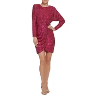 Long-Sleeve Sequin Cocktail Dress