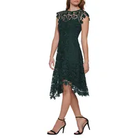 Illusion Floral Lace Fit & Flare Dress