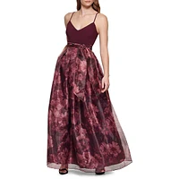 Robe de bal en tulle fleuri