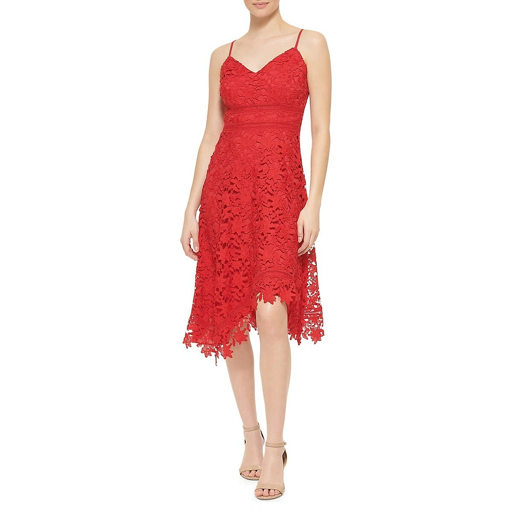 Lace Asymmetrical Fit-&-Flare Dress