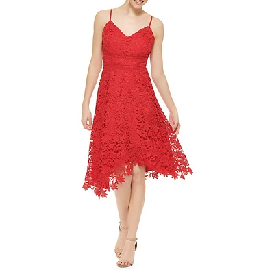 Lace Asymmetrical Fit-&-Flare Dress