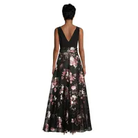 Floral Surplice-Neck Fit-&-Flare Ball Gown