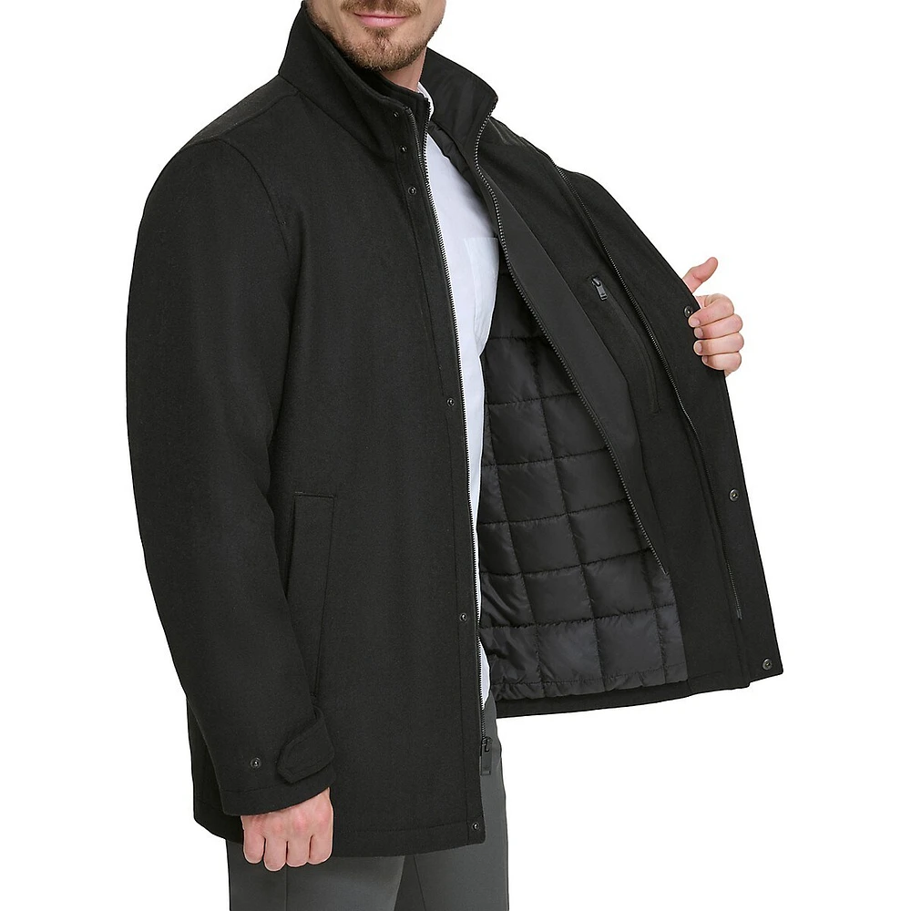 Synthetic & Wool-Blend Bib-Insert Commuter Coat