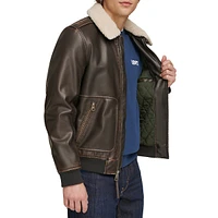 Faux Leather Bomber Jacket