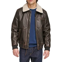 Faux Leather Bomber Jacket