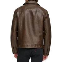 Faux Leather Trucker Jacket
