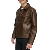 Faux Leather Trucker Jacket