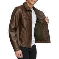 Faux Leather Trucker Jacket