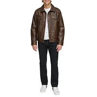 Faux Leather Trucker Jacket