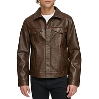 Faux Leather Trucker Jacket