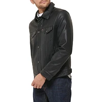 Faux Leather Trucker Jacket