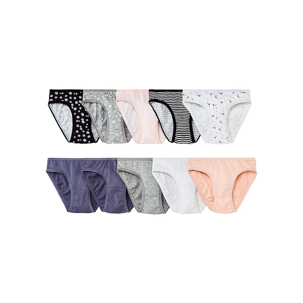 Girl's 10-Pack Cotton Bikini Underwear