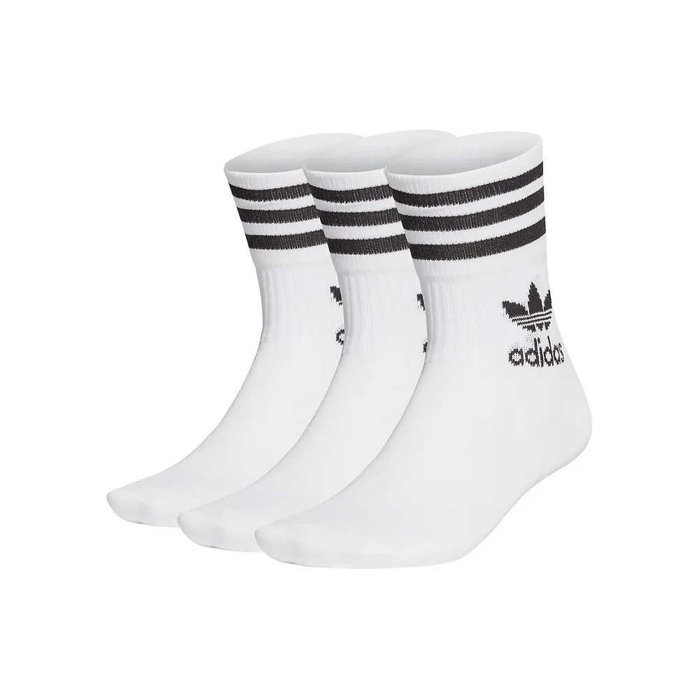 3-Pair Mid Cut Crew Socks