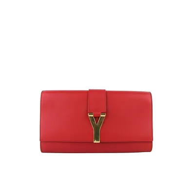 Women's Classic Y Red Leather Paris Clutch