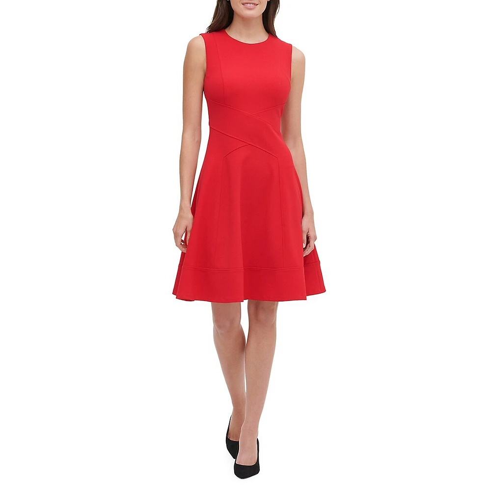 Scuba Crepe Fit-&-Flare Dress