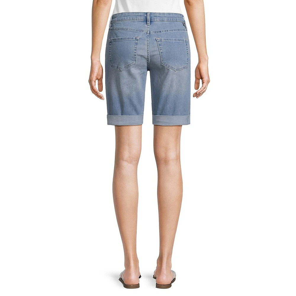 Cuffed Denim Shorts