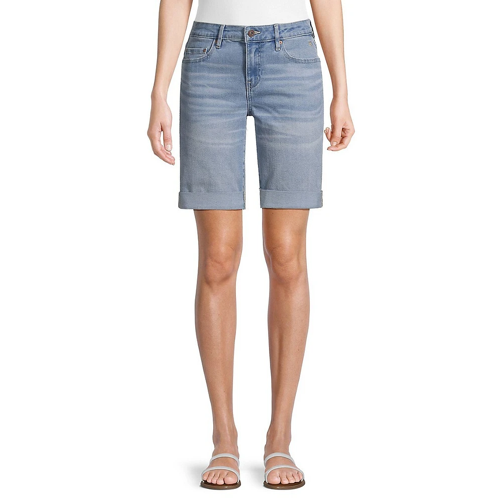 Cuffed Denim Shorts