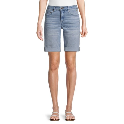 Cuffed Denim Shorts